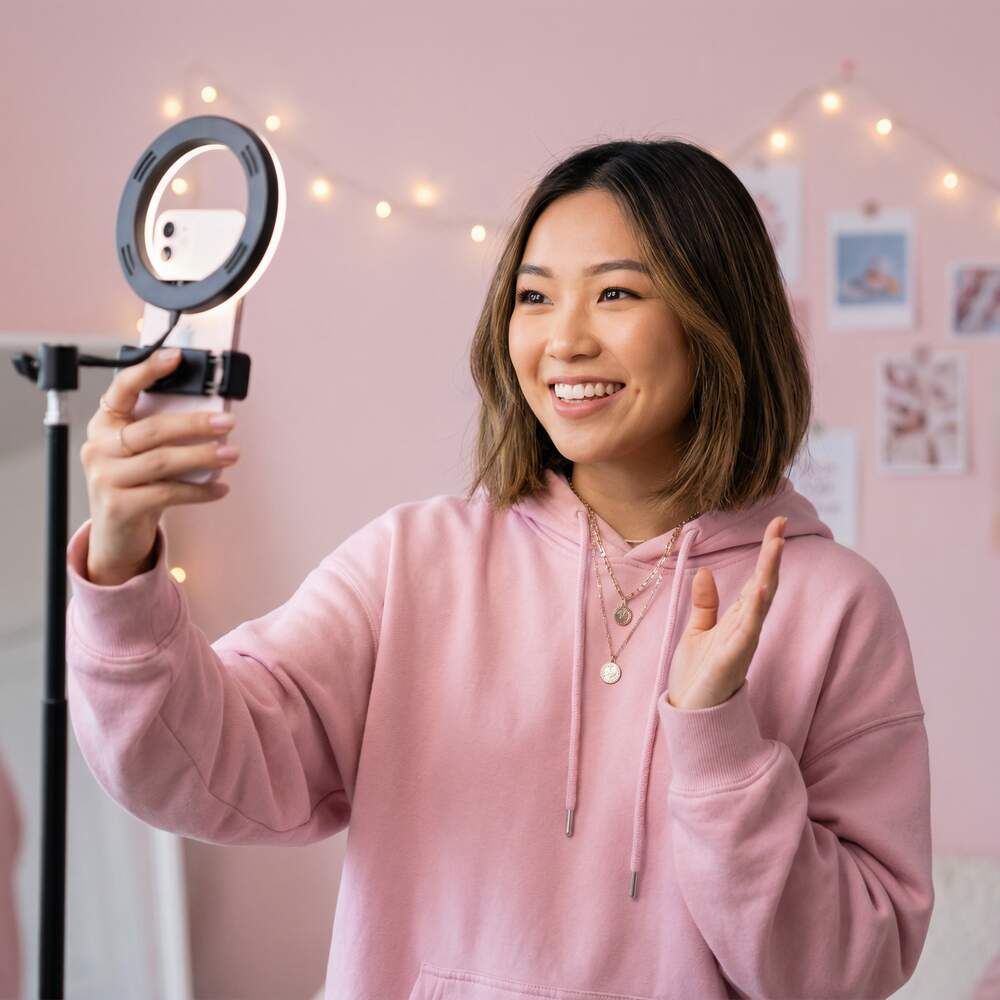 桃色视频素材-甜美主播日常直播视频